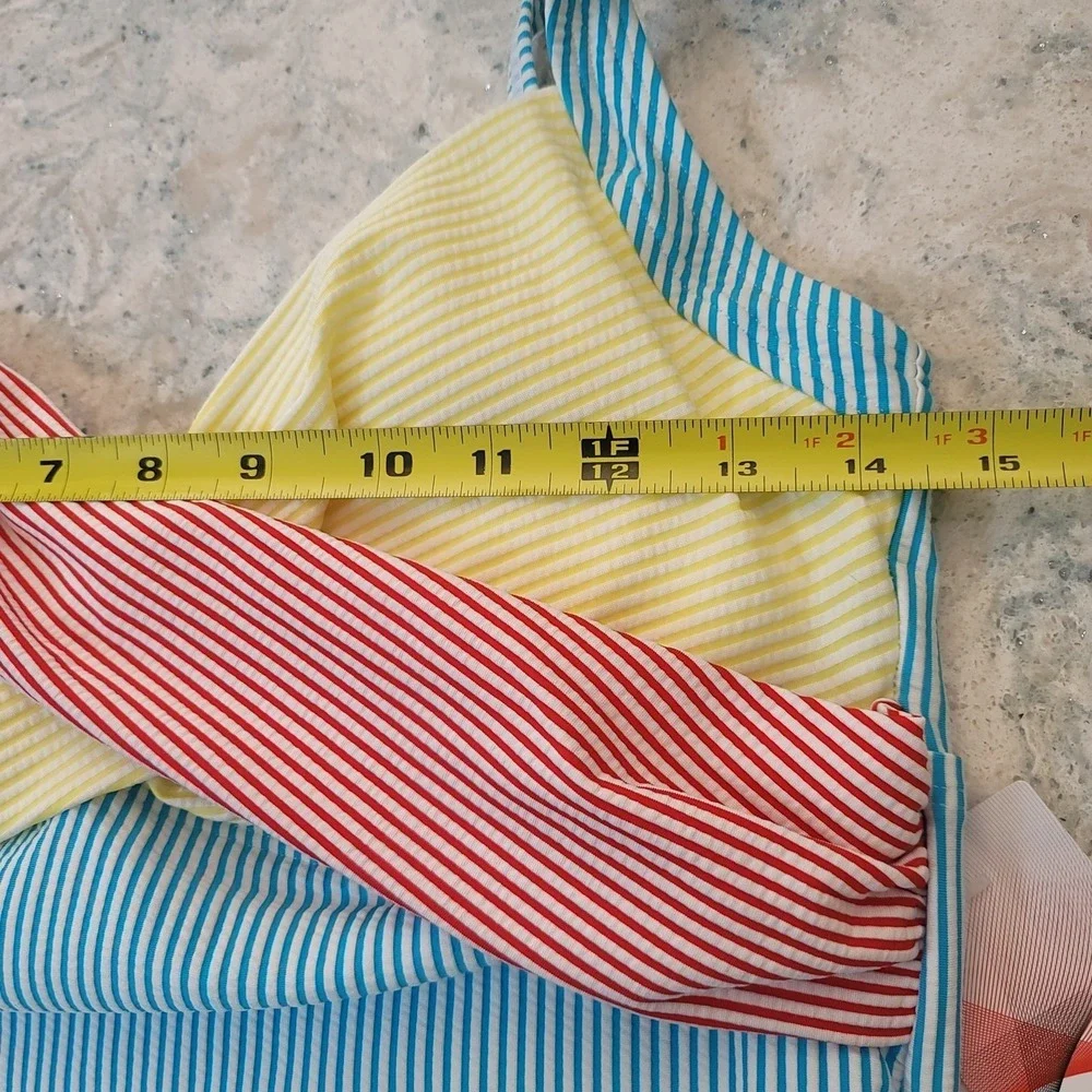 Lands End Tankini Bathing Suit 8 colorblock Stripe Pool Vacation Beach‎ Summer